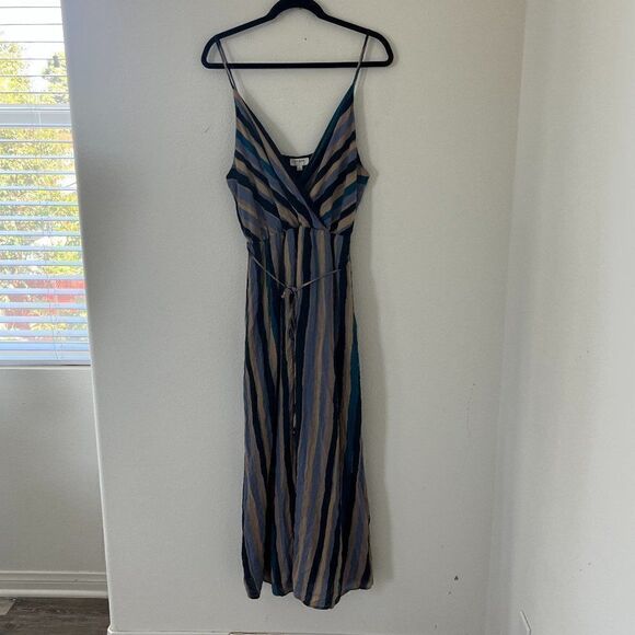 UMGEE Boho Striped Maxi Dress Tie Waist Size Large - Picture 4 of 15
